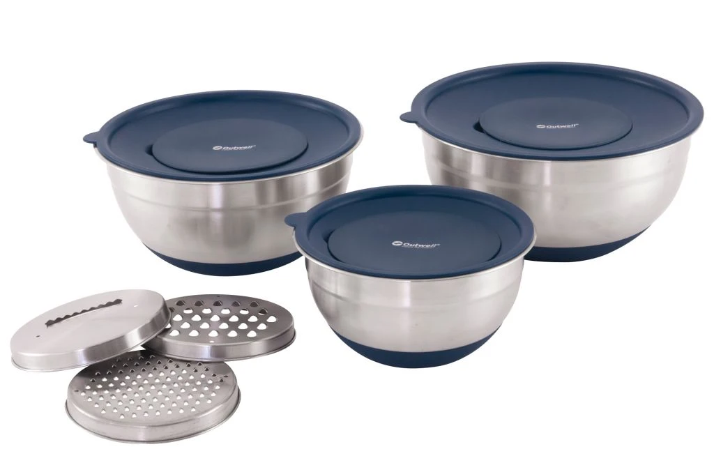 Outwell Chef Bowl Set With Lids & Graters 3 Outwell Chef Bowl Set With Lids & Graters