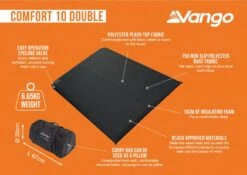 Vango Comfort 10cm Double Self Inflating Mat 9 Vango Comfort 10cm Double Self Inflating Mat -Vangi Camping Shop comfort 10 double infographic medium
