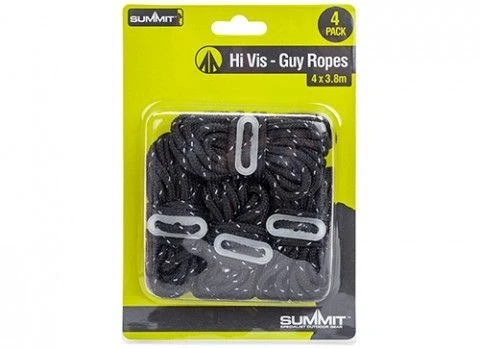 Pack Of 4 Black High Vis Guy Ropes 2 Pack Of 4 Black High Vis Guy Ropes