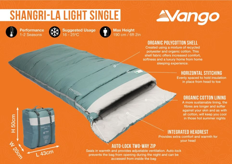 Vango Shangri-La Light Single Single Sleeping Bag 8 Vango Shangri-La Light Single Single Sleeping Bag - Image 6
